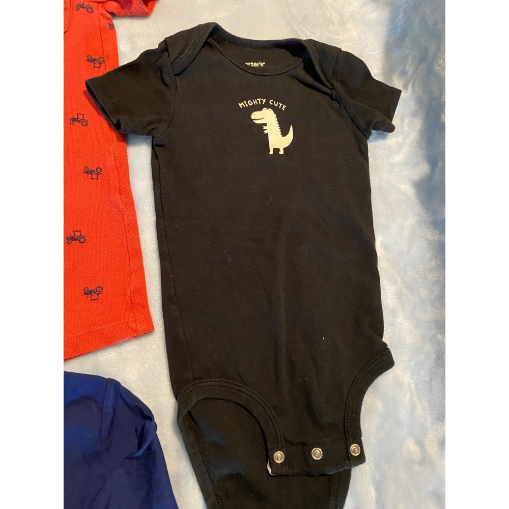 Carter's Baby Gap 18M Boy Bundle 5pc Rompers Bodysuit Gingham Shirt Dragon Dino - Picture 4 of 8